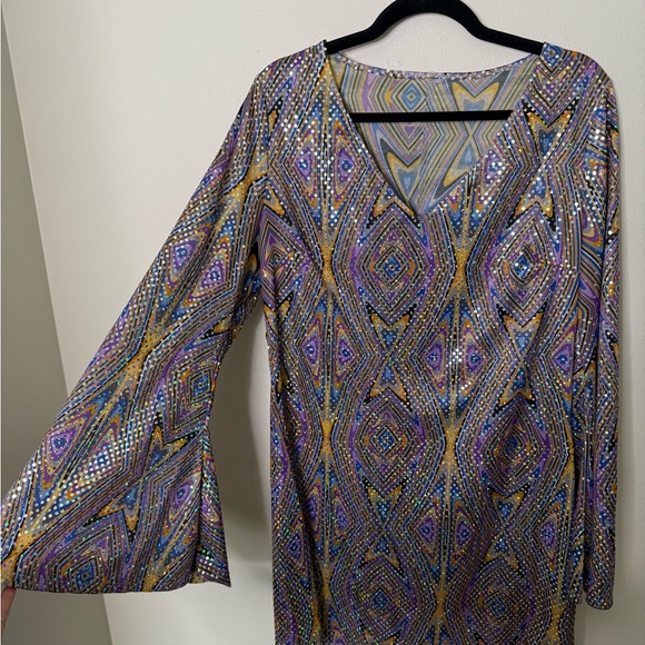 Vibrant Multicolor Geometric Disco Dress - Picture 2 of 4